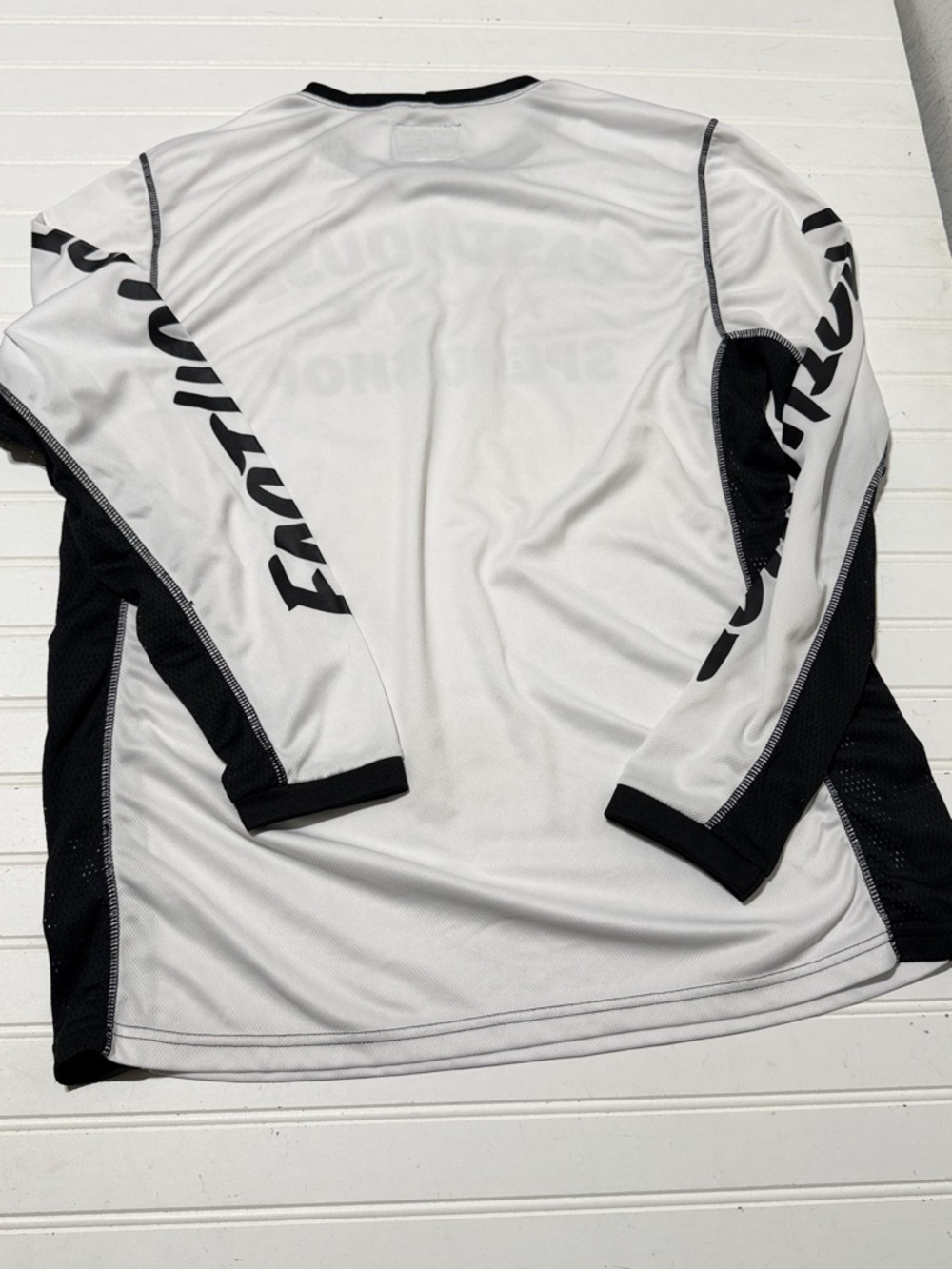Fasthouse Speed Shop Men’s Long Sleeve Performance Jersey - White/Black - Picture 4 of 7